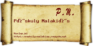 Páskuly Malakiás névjegykártya